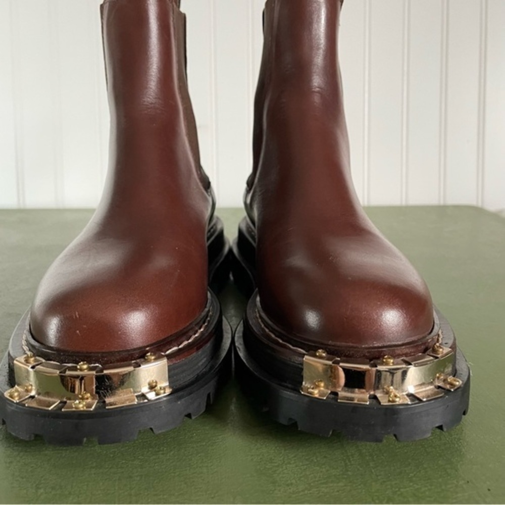 NWT Sandro Paris H20NOHA MARRON Platform Chelsea Boots - Picture 2 of 10